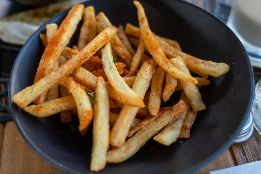 side platter of yellow crispy french fries
